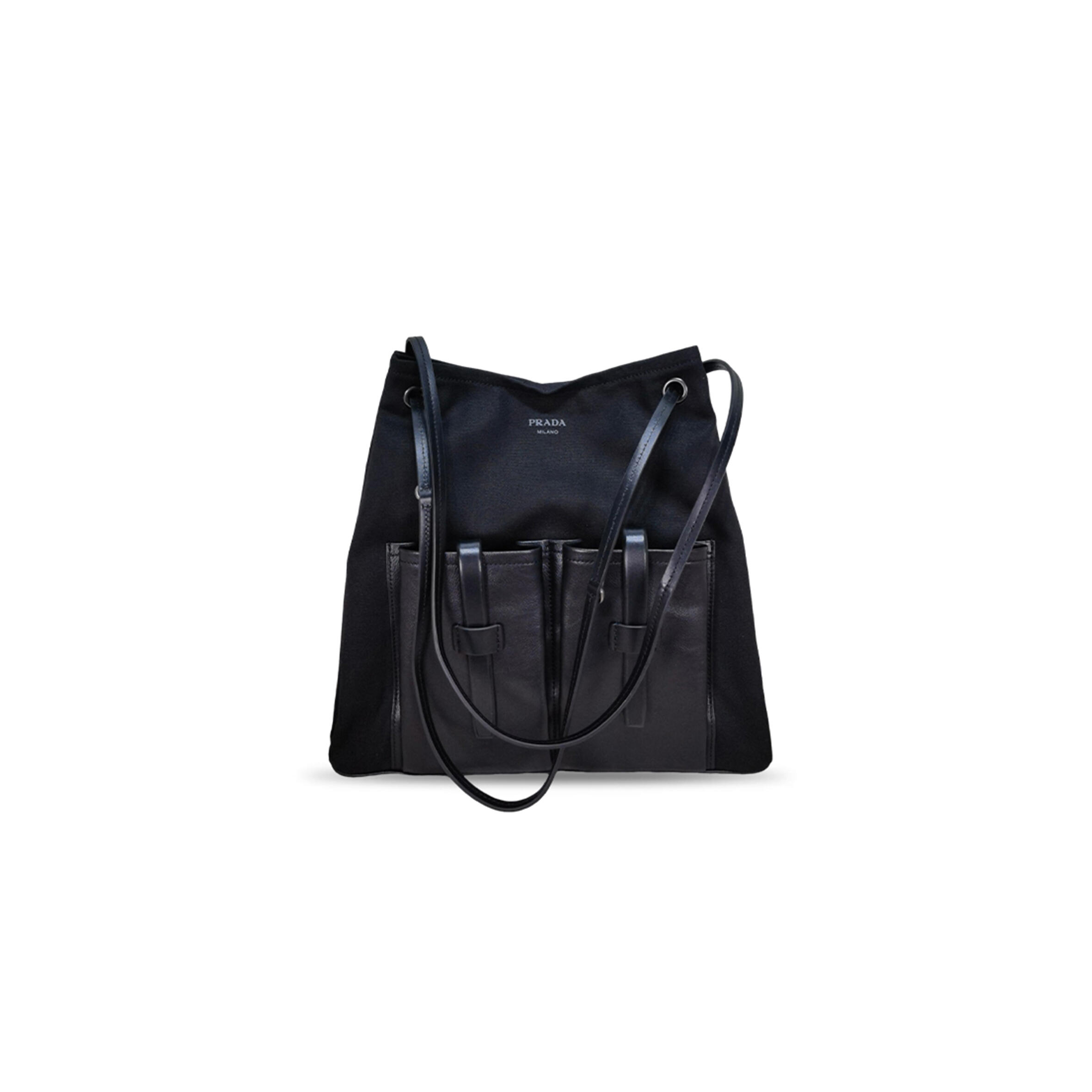 PRADA ROUTE CANVAS AND LEATHER SHOULDER BAG 1BC293 (39*34cm)